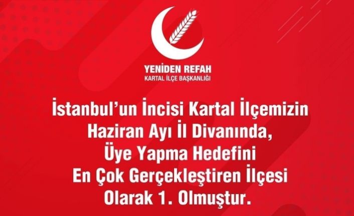 İstanbul'da 39 ilçenin 1. Kartal Refah oldu.