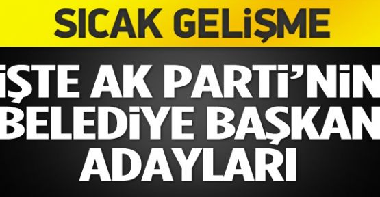 Başbakan Erdoğan, 15 ilin belediye başkan adaylarını açıkladı. İşte o isimler;