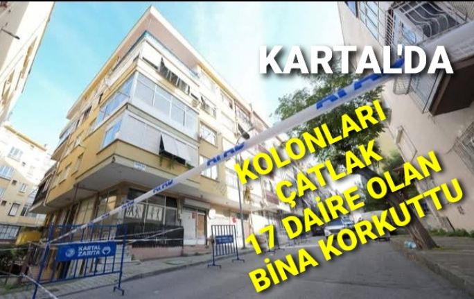 Kartal'da kolonları çatlak binayı Vali Gül inceledi.