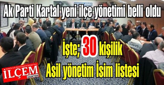 Ak Parti Kartal yeni ilçe yönetimi belli oldu. İşte  Asil yönetim İsim listesi
