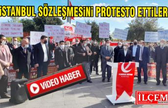Yeniden Refah Partisi Kartal ilçe Başkanlığı, İstanbul Sözleşmesini protesto etti.
