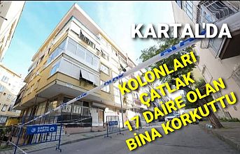 Kartal'da kolonları çatlak binayı Vali Gül inceledi.