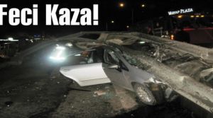 Tuzla Esenyalı Mahallesinde kazada araç bariyerlere çarptı