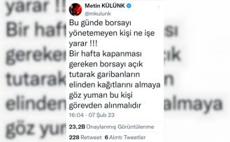 Metin Külünk, "Borsayı yönetemeyen kişi istifa et!"