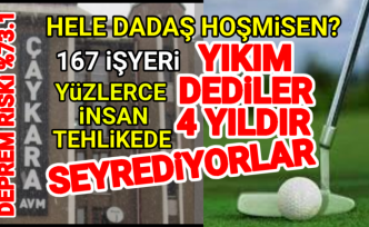 4 yıldır yıkılmayan riskli İş Merkezini öylece seyrediyorlar.