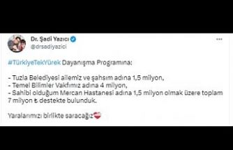 Başkan Yazıcı'dan Depremzedelere  7 milyon Türk Lirası destek.
