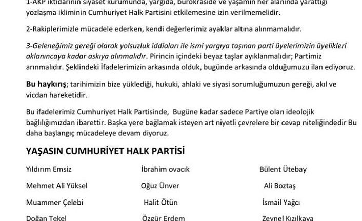 Çelebi, "CHP sorunlu unsurlardan arınmalıdır."